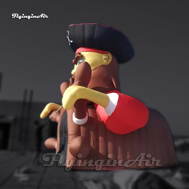 5m Amazing Giant Inflatable Cartoon Figure Mascot Tunnel Pirate Captain At The Helm For Carnival Stage Decoration