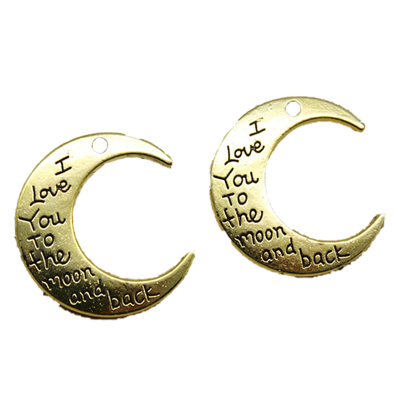 Whole 50pcs Alloy Charms Pendant Jewelry Making Silver Golden I Love You To The Moon And Back DIY Jewelry Findings 29x27mm