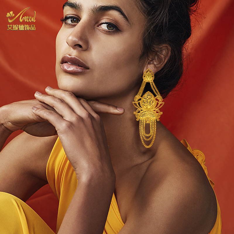 Hoop Huggie ANIID Nigerian Big Earrings For Women Dubai Gold Plated Large Earrings Bridal Wedding African Jewelry Hawaiian Party Gifts 230828