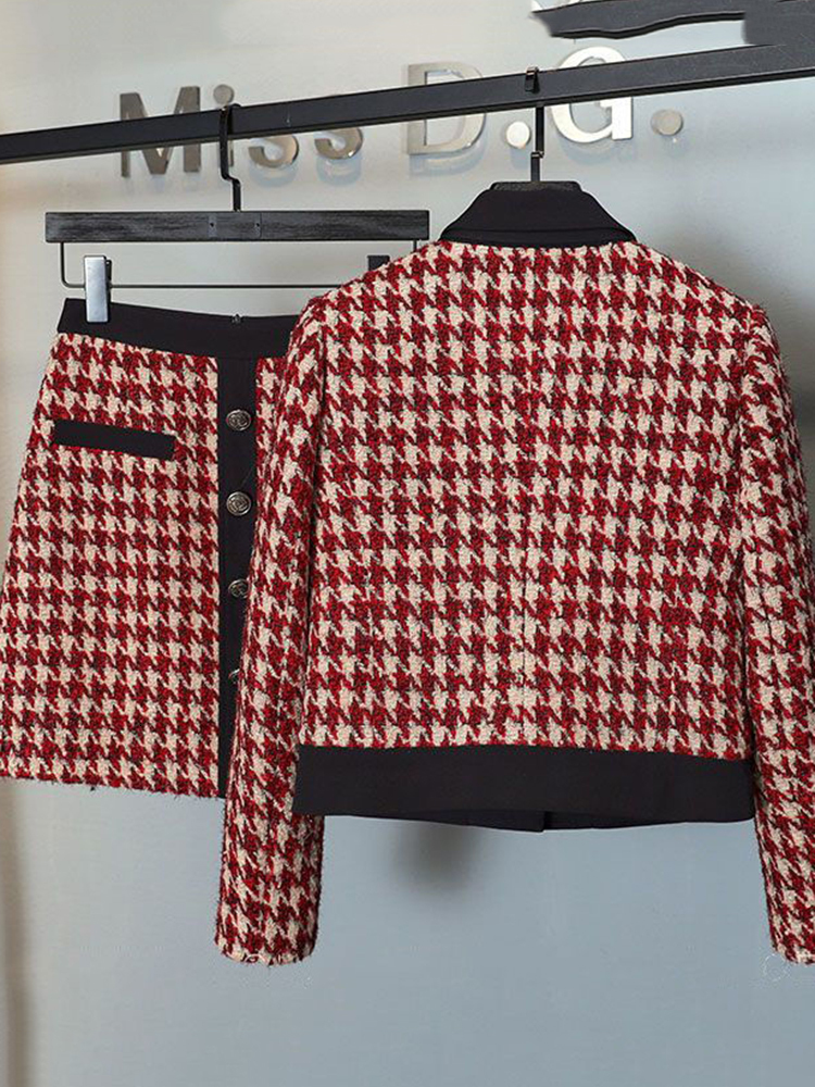 Two Piece Dress KBAT Spring 2 Piece Set Women Vintage Small Fragrance Tweed Jacket Bow Short Coat Mini Skirt Suits French Two Piece Sets 230829