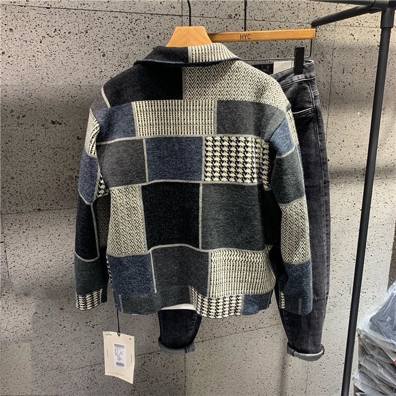 Mens Jackets American Casual Stitching Contrast Lapel Jacket Coat Fashionable Handsome Workwear Allmatch Tops 230829