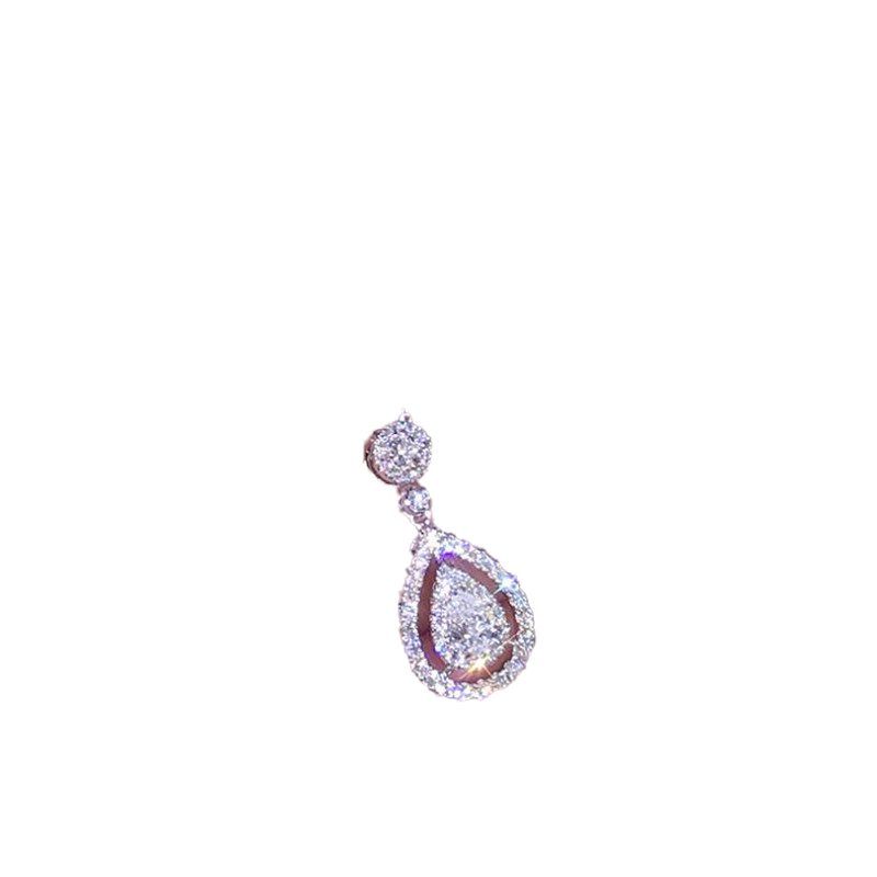 New Victoria Sparkling Luxury Jewelry 925 Sterling SilverRose Gold Fill Drop Water White Topaz Pear CZ Diamond Women Pendant Chai