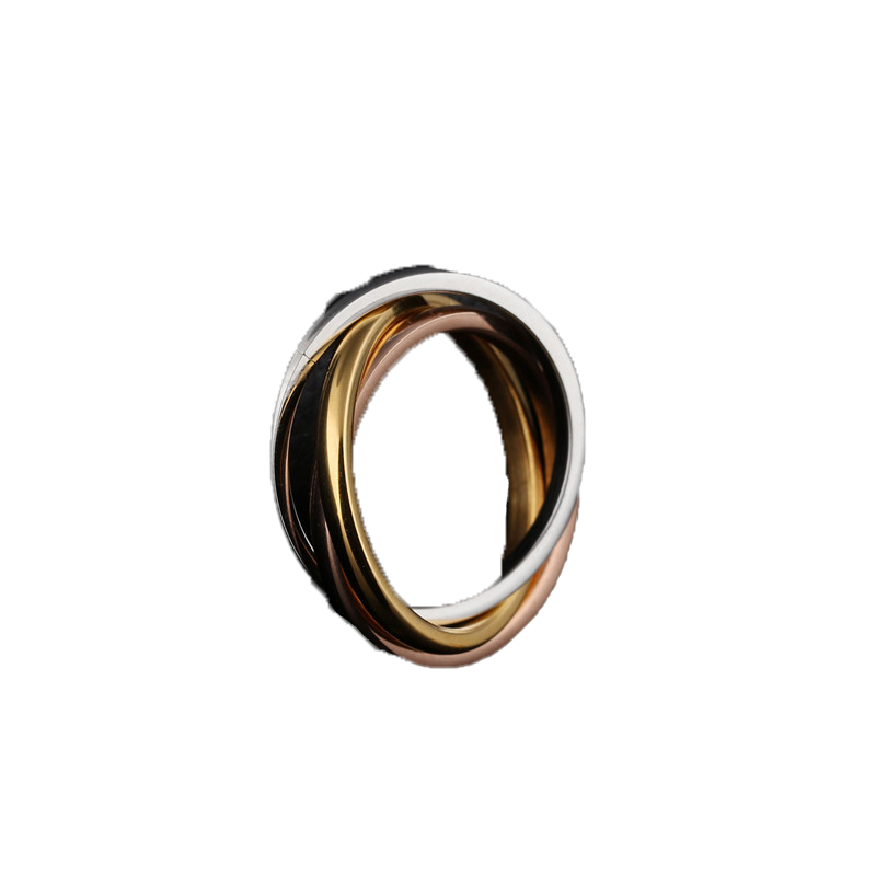 Fashion Classic Creative Trinity Three Ring Winding Ring Women039s Stainless Steel 3 Color Rolling Wedding Band Rings