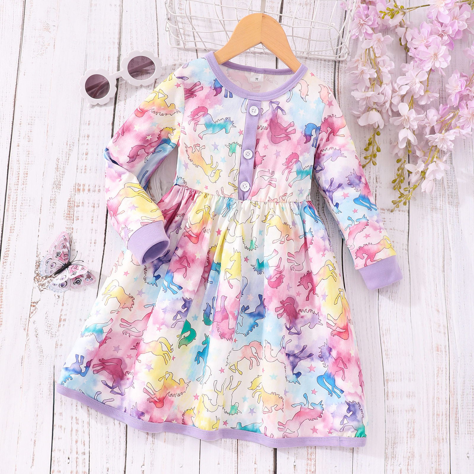 Girl s Dresses 2023 Dress for Kids Girl 2 8 Years Floral Summer Long Sleeve Children Princess Autumn Birthday Party Gown Girls Clothes 230828