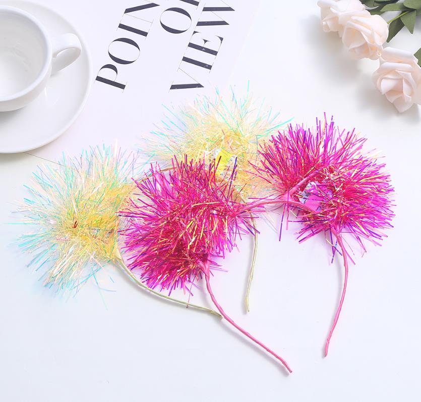 Fashion Cat Ear Headband Laser Rave Metallic Tinsel Headdress Holographic Party Hairhoop Christmas Birthday Hair Accessories