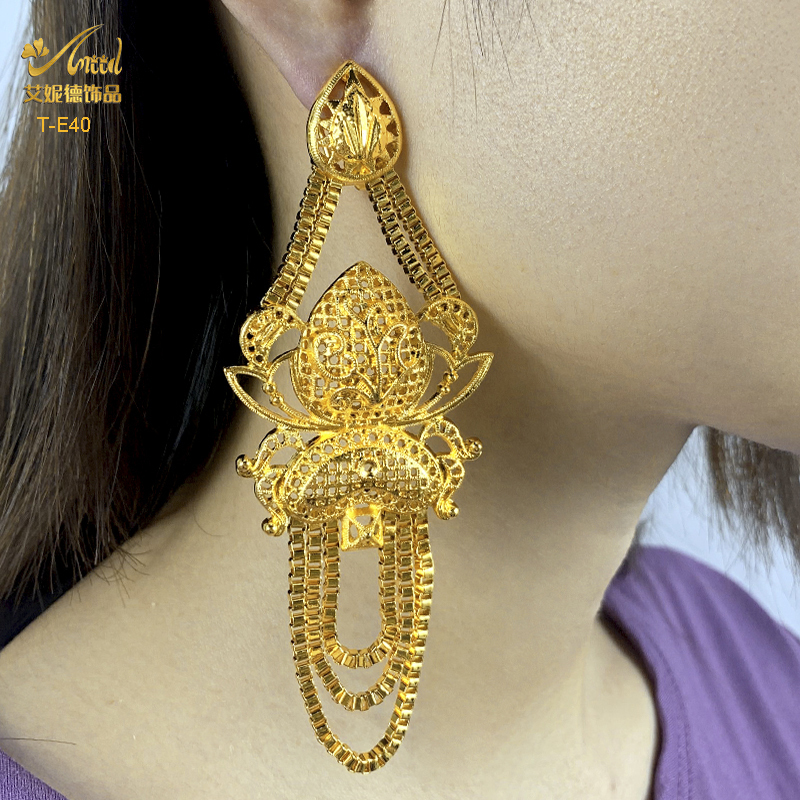 Hoop Huggie ANIID Nigerian Big Earrings For Women Dubai Gold Plated Large Earrings Bridal Wedding African Jewelry Hawaiian Party Gifts 230828