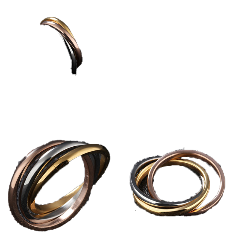 Fashion Classic Creative Trinity Three Ring Winding Ring Women039s Stainless Steel 3 Color Rolling Wedding Band Rings