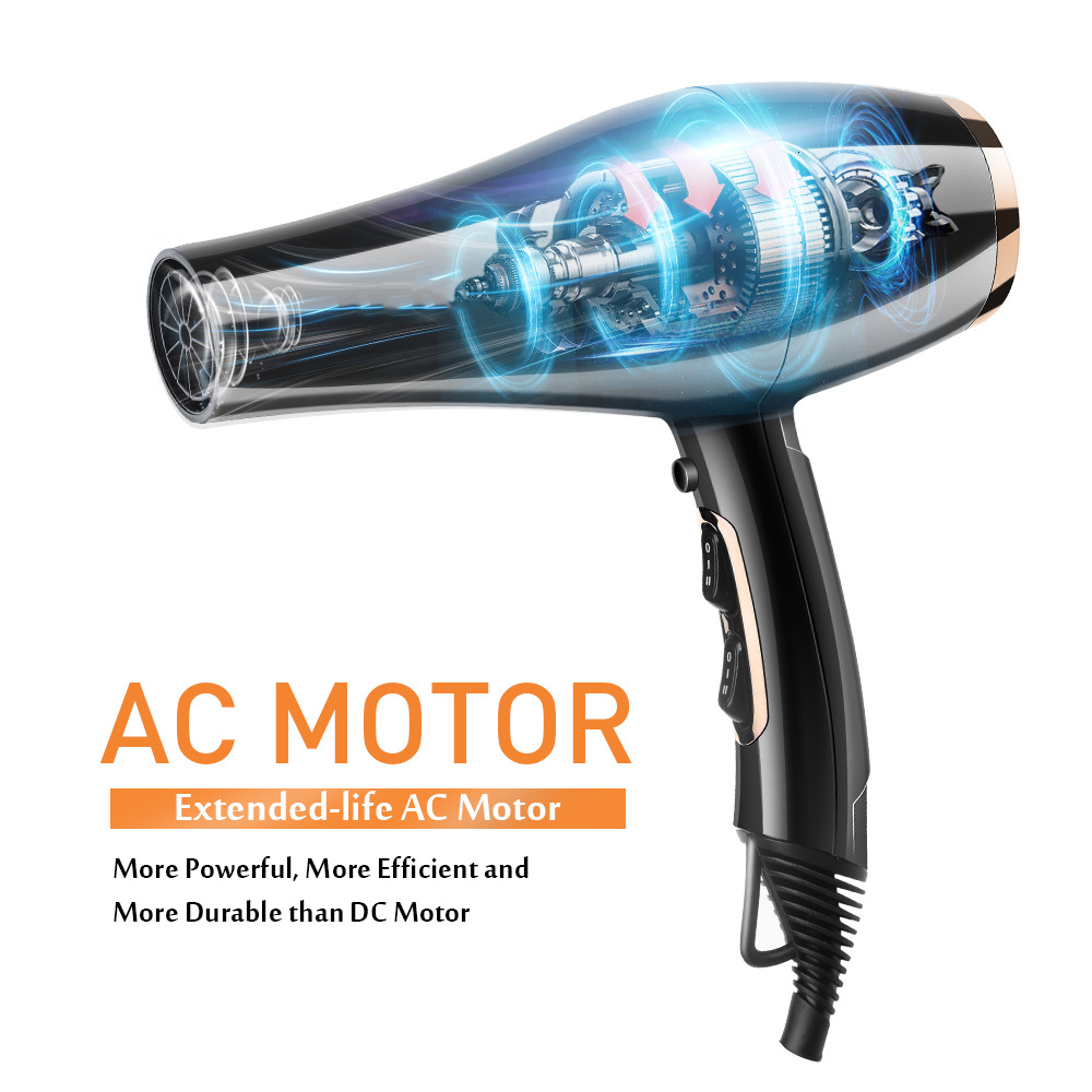 Hair Dryers Professional Salon Dryer High Power and Cold Blower Multifunction 6 Gear Eletric Blowdryer with 2 Air Collecting Nozzle 230828