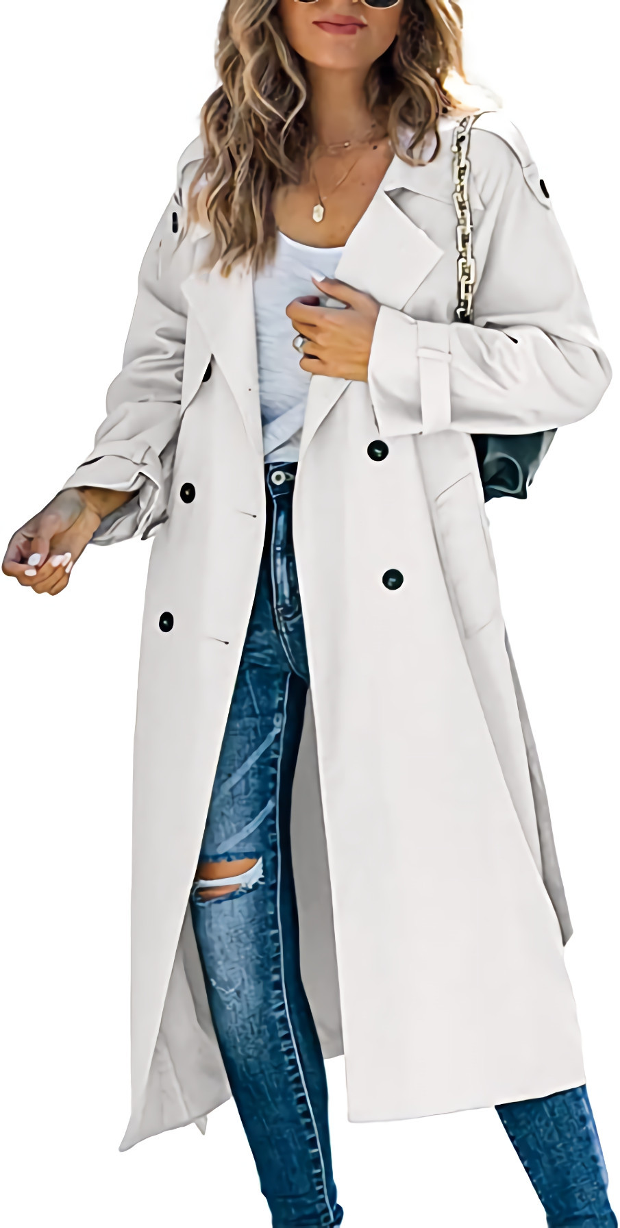 Women's Windbreak Jackets Double Breasted Trench Female Coat Classic Lapel Long Sleeve Windproof Overcoat With Belt Autumn Streetwear