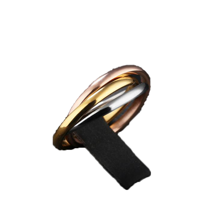 Fashion Classic Creative Trinity Three Ring Winding Ring Women039s Stainless Steel 3 Color Rolling Wedding Band Rings