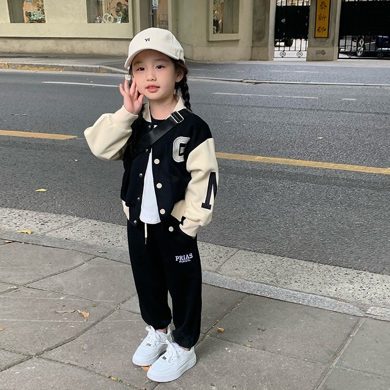 Jackets Children Clothing Kids Coat Black Baseball Uniform Girls Spring Autumn Fashionable Casual Simple Cool Kids Jacket 230829