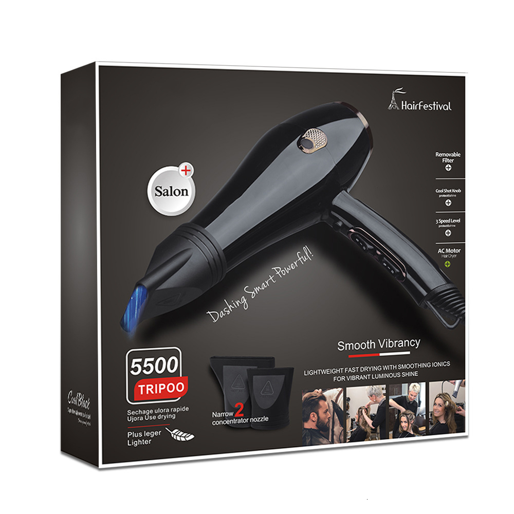 Hair Dryers Professional Salon Dryer High Power and Cold Blower Multifunction 6 Gear Eletric Blowdryer with 2 Air Collecting Nozzle 230828