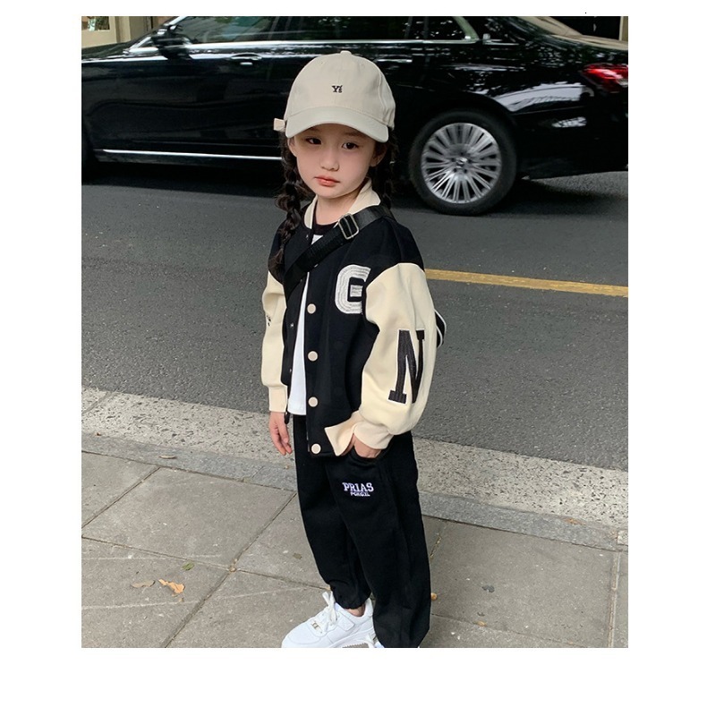 Jackets Children Clothing Kids Coat Black Baseball Uniform Girls Spring Autumn Fashionable Casual Simple Cool Kids Jacket 230829