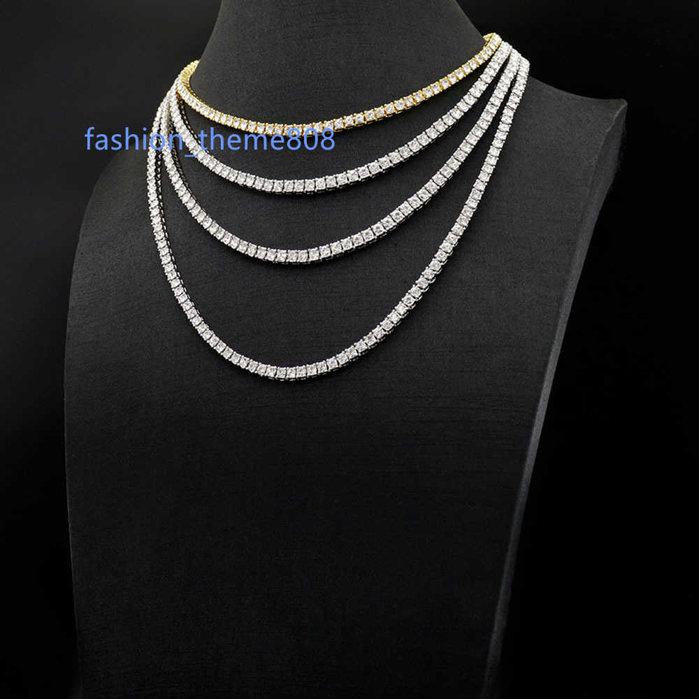 Necklace For Men 1 Row 3/4/5MM Width Stock Iced Out Moissanite Chain Silver Gold Plated Luxury Jewelry Designer For Women Hip Hop Mens Tennis Chains Necklaces