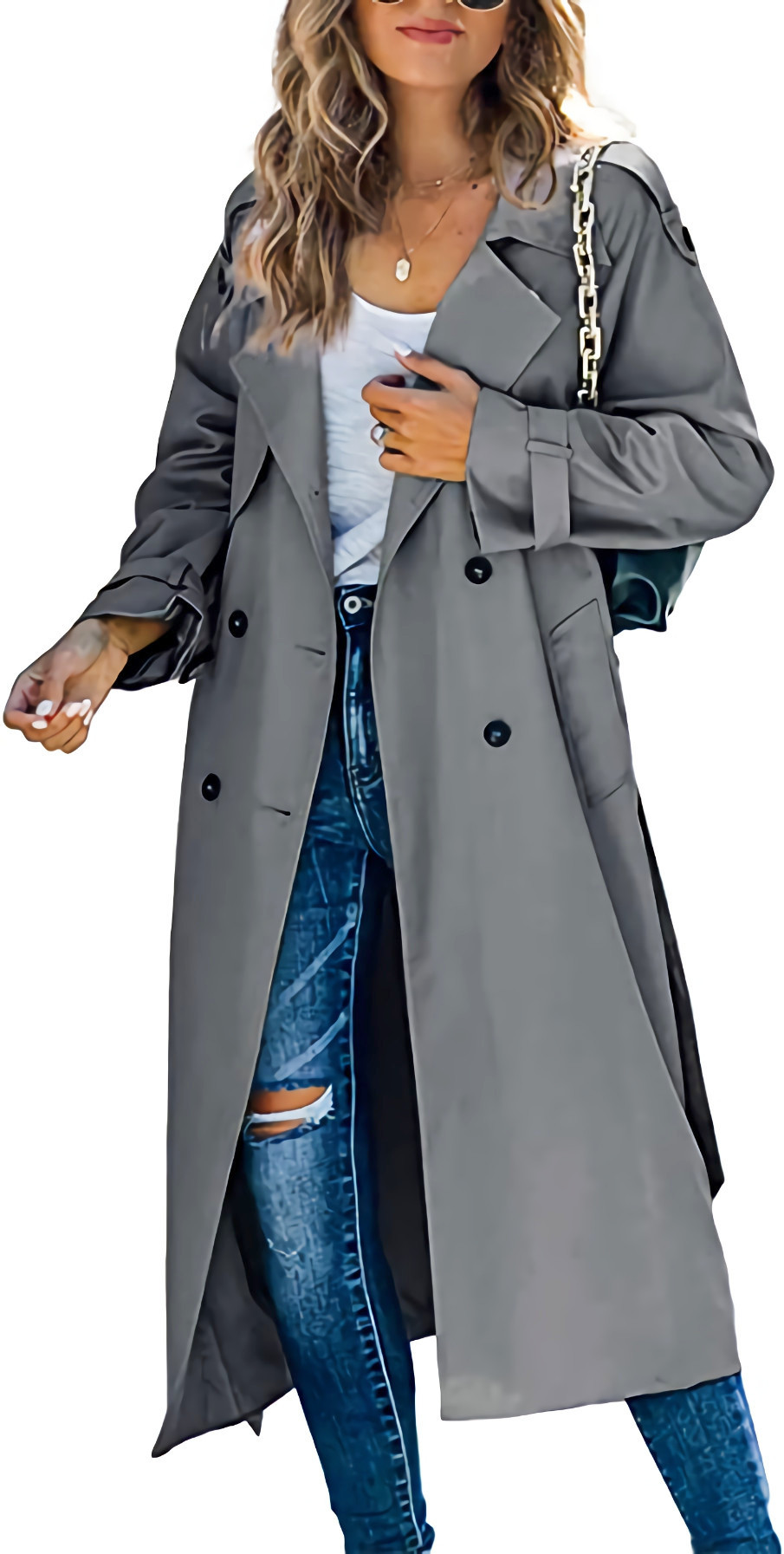 Women's Windbreak Jackets Double Breasted Trench Female Coat Classic Lapel Long Sleeve Windproof Overcoat With Belt Autumn Streetwear