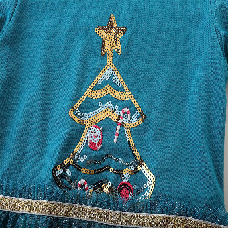 Girl s Dresses Jumping Meters 2 7T Tree Beading Baby Frocks Cute Kids Dress Princess Christmas Girls Long Sleeve Years Clothes 230828