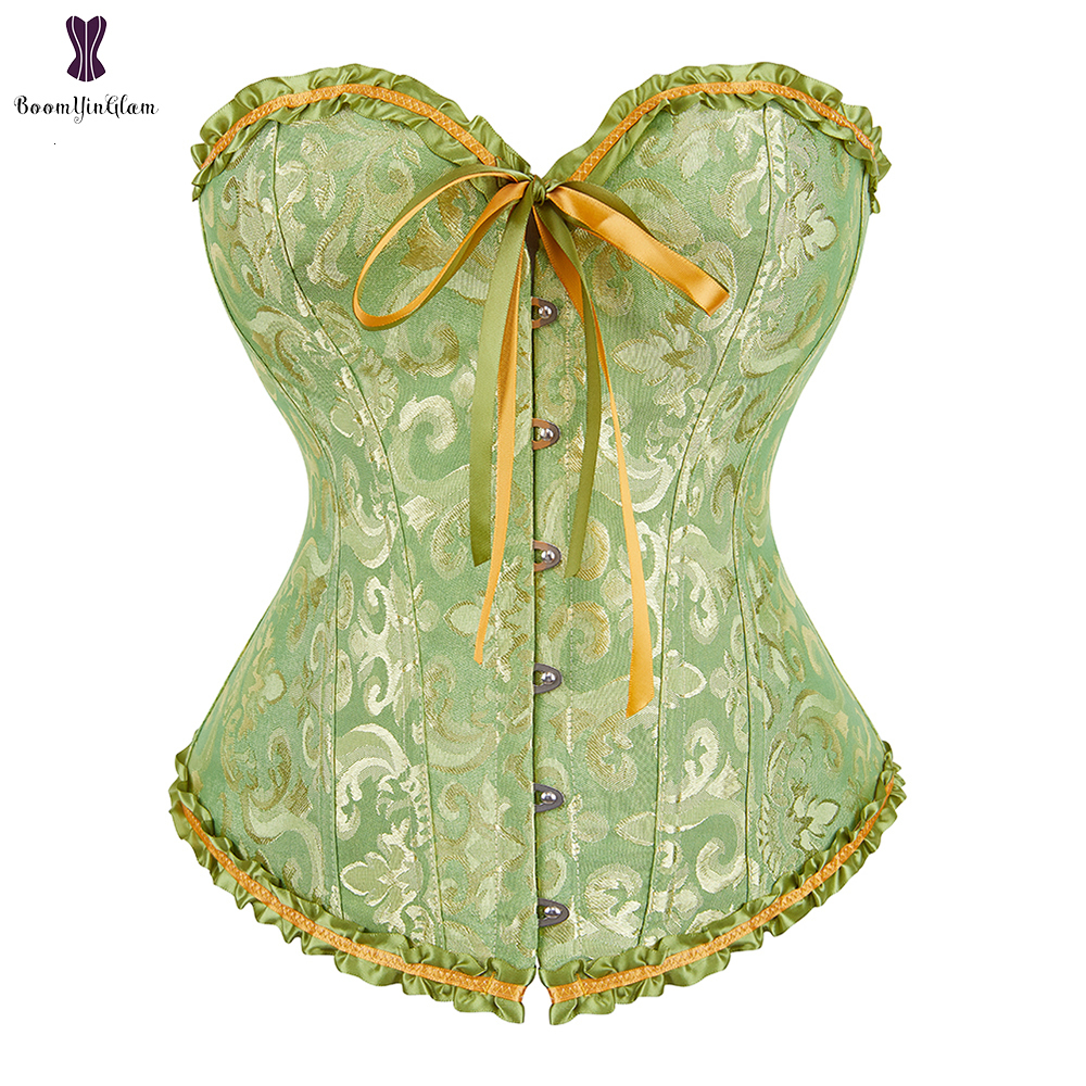 Waist Tummy Shaper Green Apricot Red Pink Steampunk Korset Women Lingeries Dance Wearing Costumes Floral Lace Boned Corsets And Bustiers #810 230828