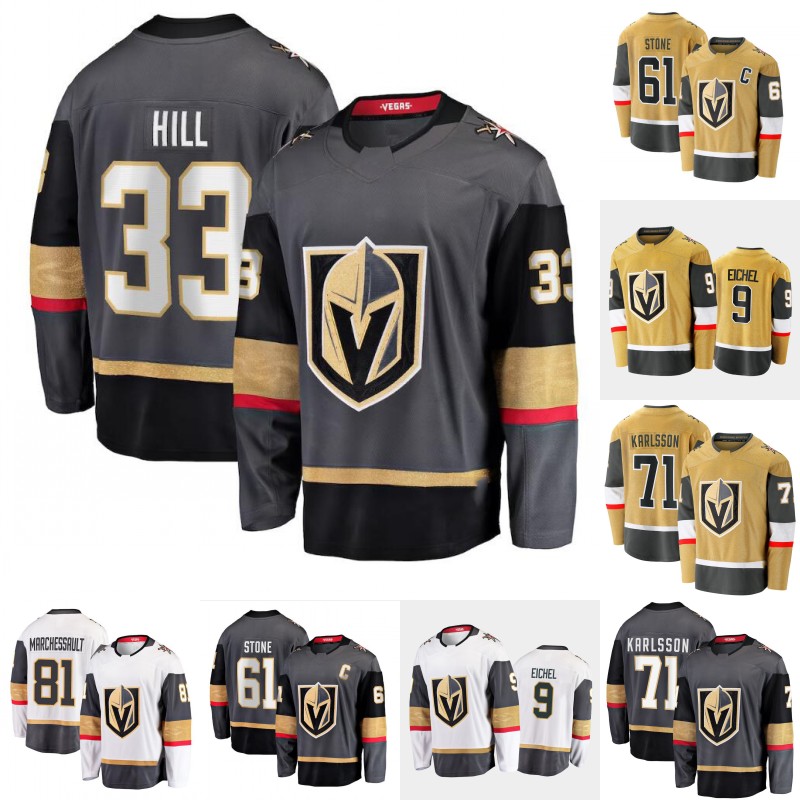 Vegas 33 Adin Hill Golden Knight Jersey Mark Stone Tomas Hertl Nicolas Hague Jonathan Marchessault Jack Eichel Alex Pietrangelo Shea Theodore Michael Amadio Jersey