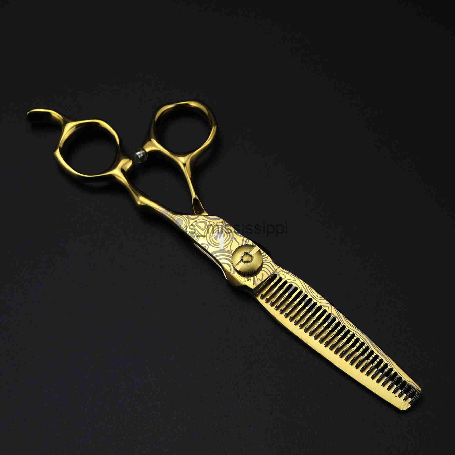 Scissors Shears Gold Steel Damascus 440c Professional barber tools Hairdressing salon hair cutting thinning shears set of 60 inch hair scissors x0829