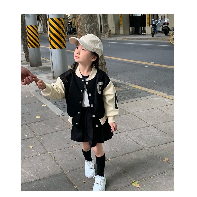 Jackets Children Clothing Kids Coat Black Baseball Uniform Girls Spring Autumn Fashionable Casual Simple Cool Kids Jacket 230829