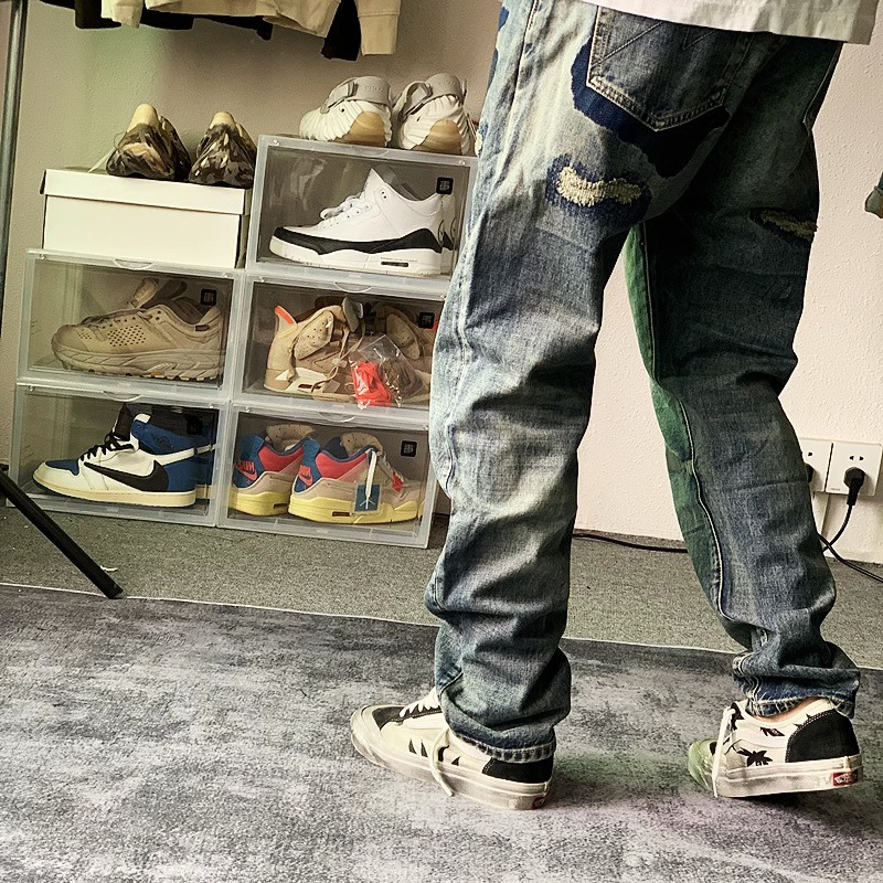 Mens Jeans Neighborhood NBHD Japanese Ragged Paint Splattered Washed Straight Leg 230829