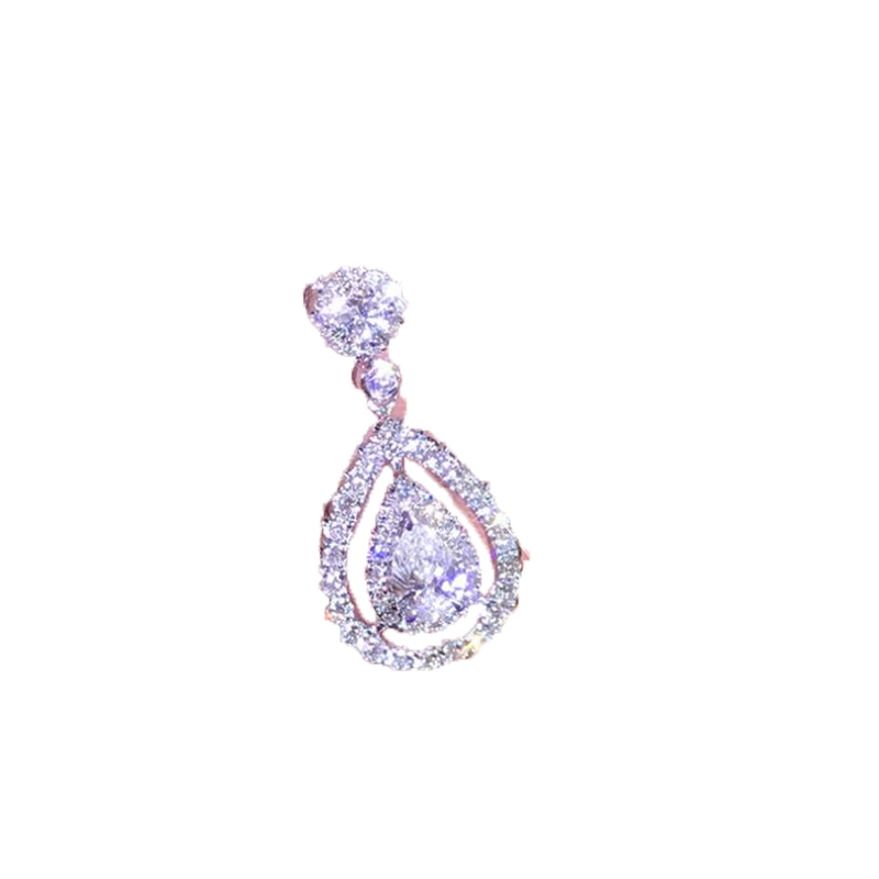 New Victoria Sparkling Luxury Jewelry 925 Sterling SilverRose Gold Fill Drop Water White Topaz Pear CZ Diamond Women Pendant Chai