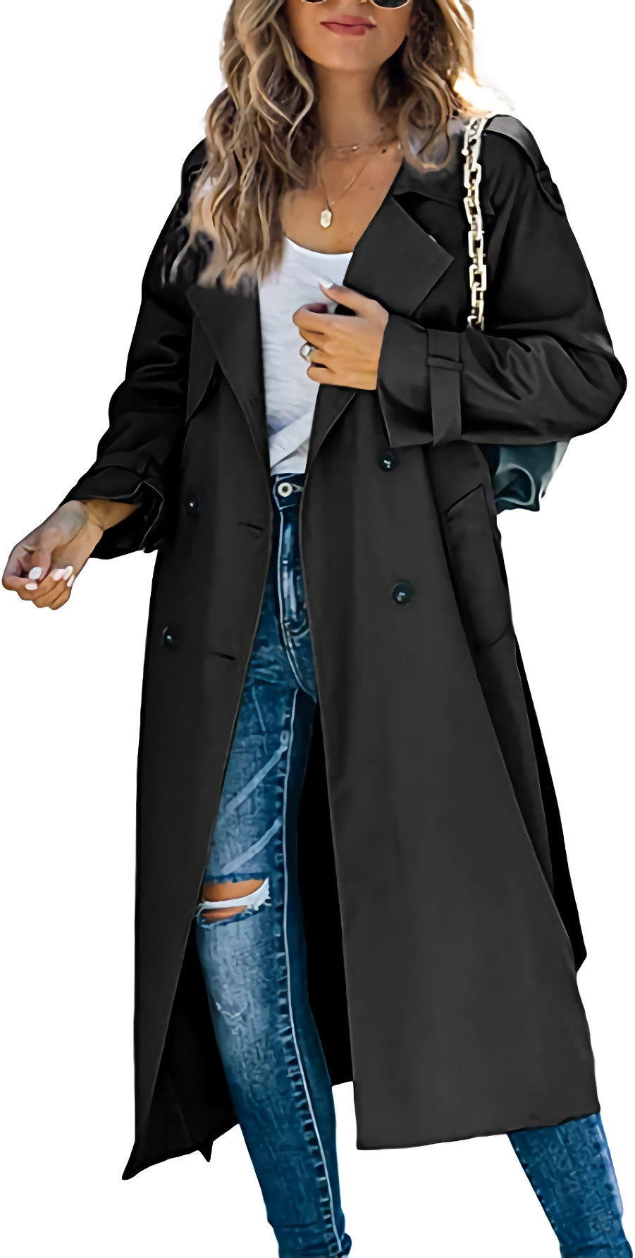 Women's Windbreak Jackets Double Breasted Trench Female Coat Classic Lapel Long Sleeve Windproof Overcoat With Belt Autumn Streetwear