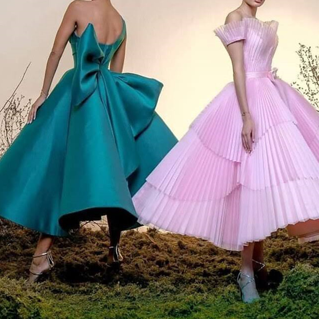 Vintage Short Satin Prom Dresses Tea Length 2023 Plus Size One Shoulder Ball Gown Homecoming Dress With Bow Sexy Evening Gowns Cheap