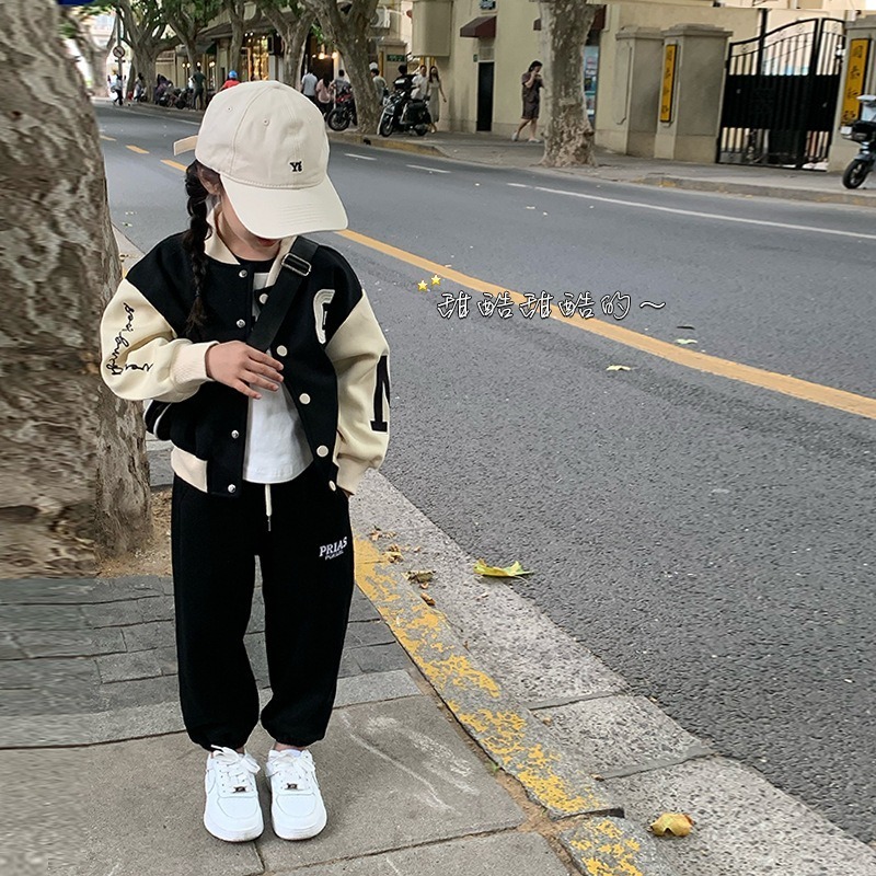 Jackets Children Clothing Kids Coat Black Baseball Uniform Girls Spring Autumn Fashionable Casual Simple Cool Kids Jacket 230829