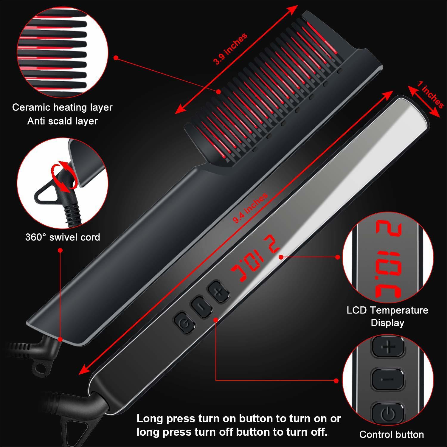 Hair Straighteners Professional Fast Heated Beard Straightening Comb Customized Small Straightener Brush For Men 230828