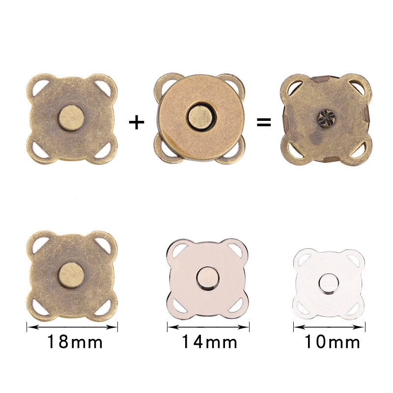 Shoe Parts Accessories 5set Metal Magnetic Snap Fasteners Clasps Buttons Handbag Purse Wallet Craft Bags Parts Accessories 10mm 14mm 18mm Pick Colors 