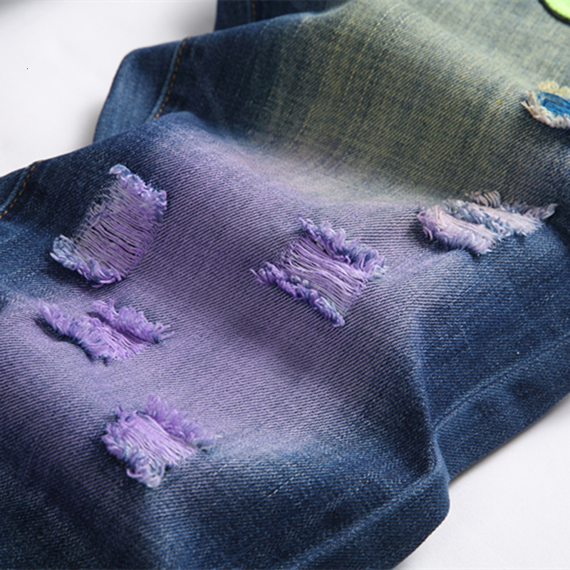 Men s Jeans Europe United States Slim Stretch Fashion Hole Pasted Cloth Printing Hip Hop Denim Motorcycle Streetwear 230829