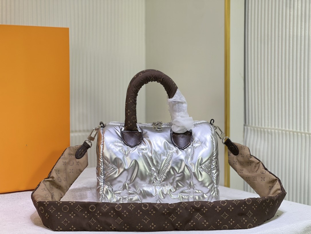 Silver Econyl Recycled Pillow Quick Bag Bandouliere 25 Mini Nylon Wallet OnTheGo Tote Maxi Pochette Handbag Embroidered Monograms Handbag Pillow Speedy