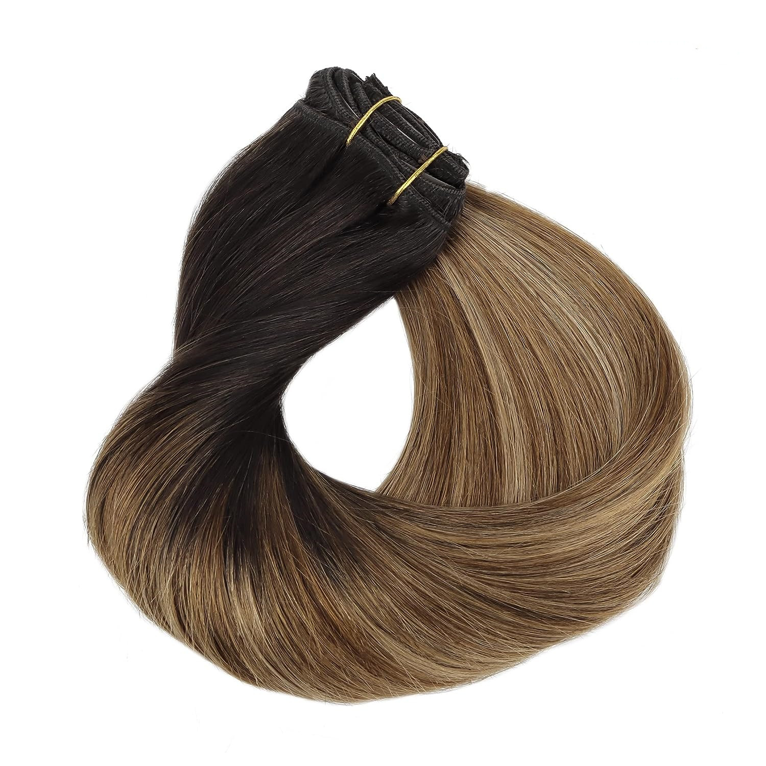 Balayage Clip in Remy Human Hair Extensions Slik Straight Ombre Seamless Clip ins Extension 120g