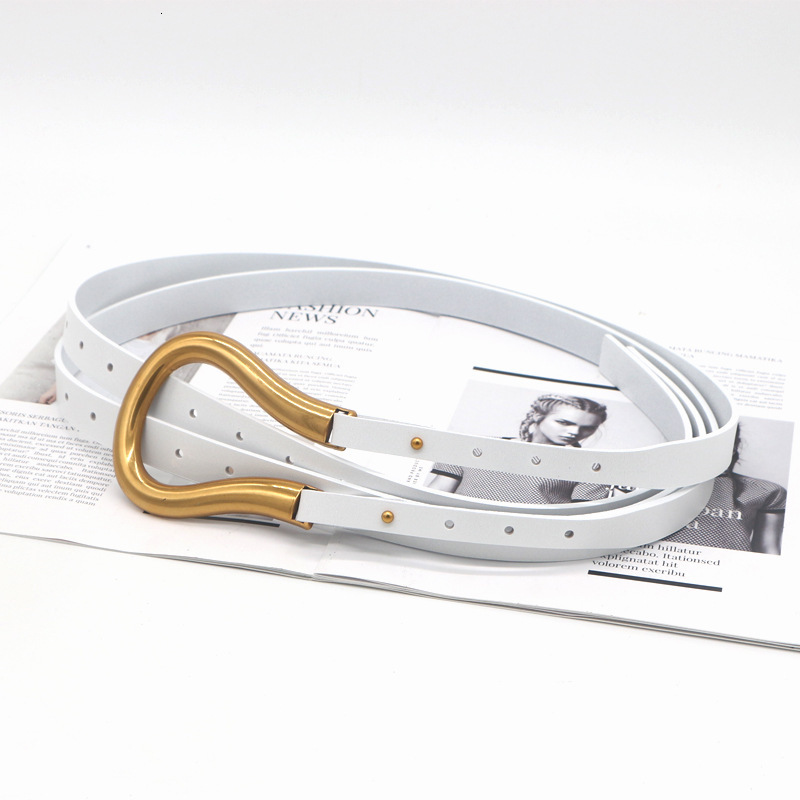 Belts Fashion leather arc metal horseshoe buckle big U belt ladies thin belt soft wear belt ladies high quality watchband 230829