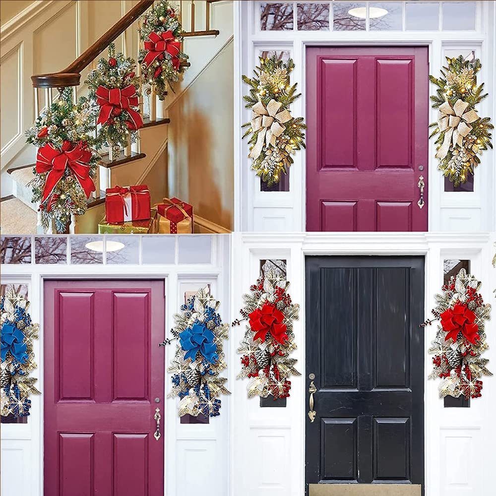 Christmas Decorations Christmas Wreath Christmas Front Door Window Stairs Wreaths 16 inches Stairway Swag Trim Christmas Holiday Decoration 230828