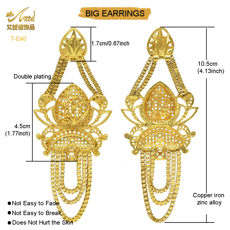 Hoop Huggie ANIID Nigerian Big Earrings For Women Dubai Gold Plated Large Earrings Bridal Wedding African Jewelry Hawaiian Party Gifts 230828
