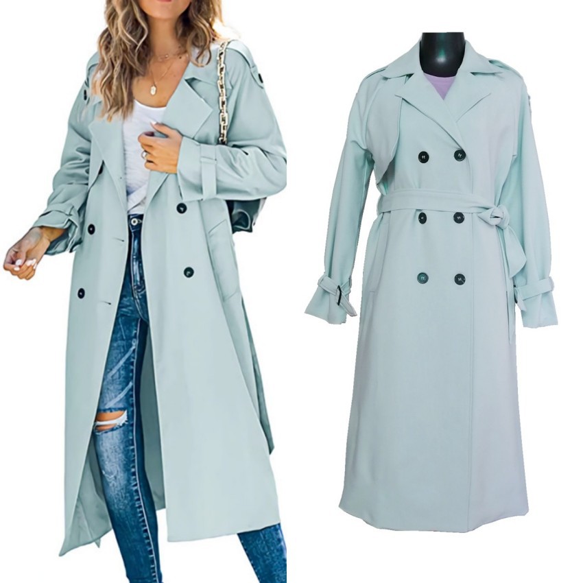 Women's Windbreak Jackets Double Breasted Trench Female Coat Classic Lapel Long Sleeve Windproof Overcoat With Belt Autumn Streetwear