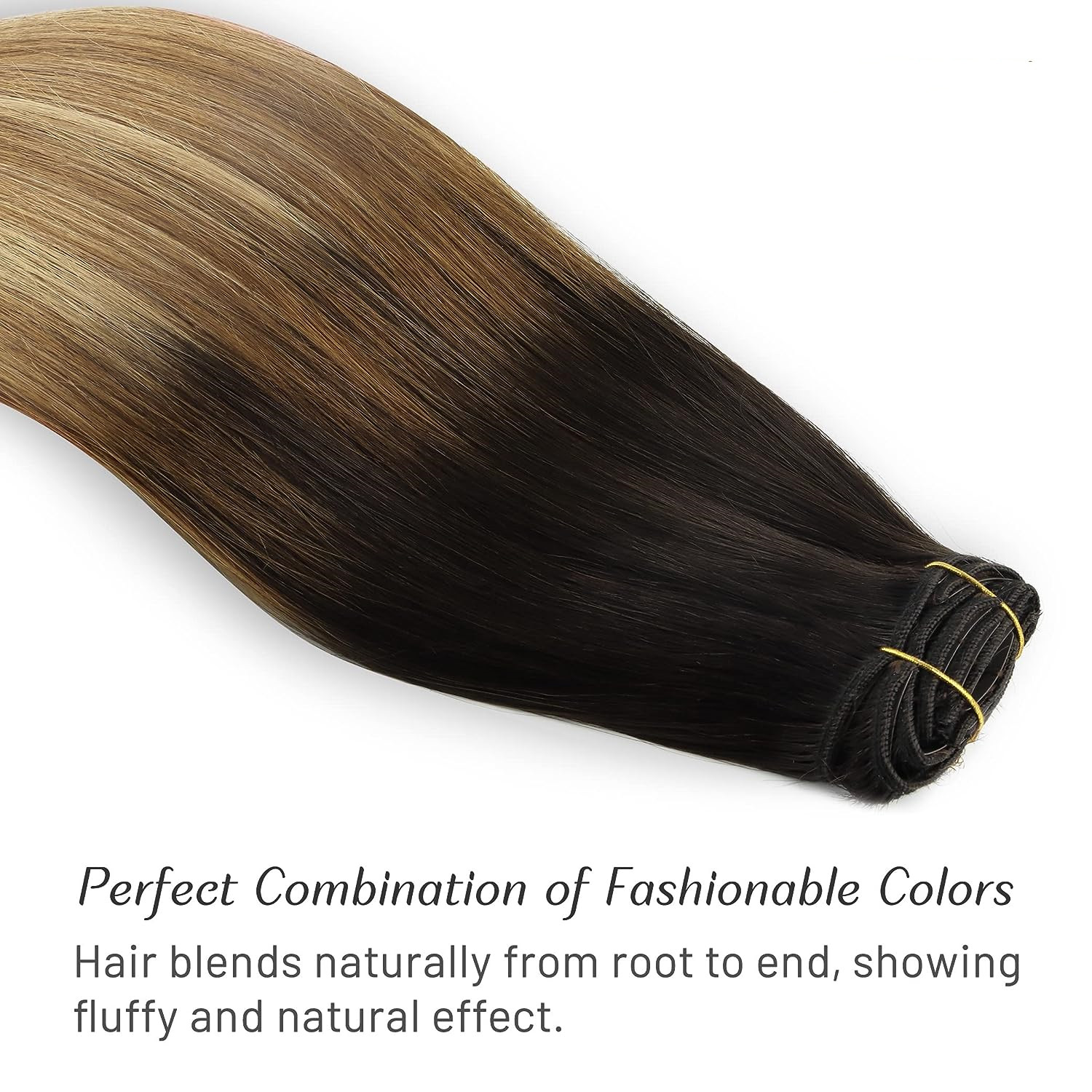 Balayage Clip in Remy Human Hair Extensions Slik Straight Ombre Seamless Clip ins Extension 120g