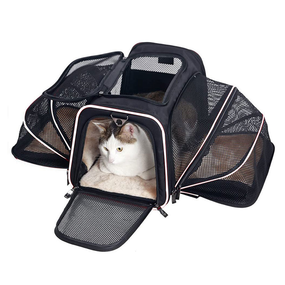 YUEXUAN Pet Carriers Bag Portable Breathable Foldable Bag Cat Dog Carrier Bags Outgoing Travel Pets Cats Handbag Safety Zippers 4 Sides Expandable Cat