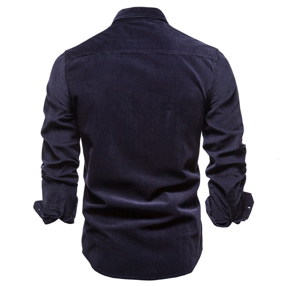 Men's Dress Shirts Single Breasted 100 Cotton Shirt Business Casual Fashion Solid Color Corduroy Men Autumn Slim 230828