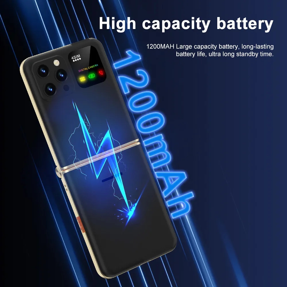 New Classic Flip Mobile Phone 2.4 Inch Screen 2G GSM 4 SIM Card Speed Dial Magic Voice LED Flashlight Backup Cellphone