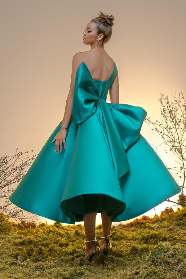 Vintage Short Satin Prom Dresses Tea Length 2023 Plus Size One Shoulder Ball Gown Homecoming Dress With Bow Sexy Evening Gowns Cheap