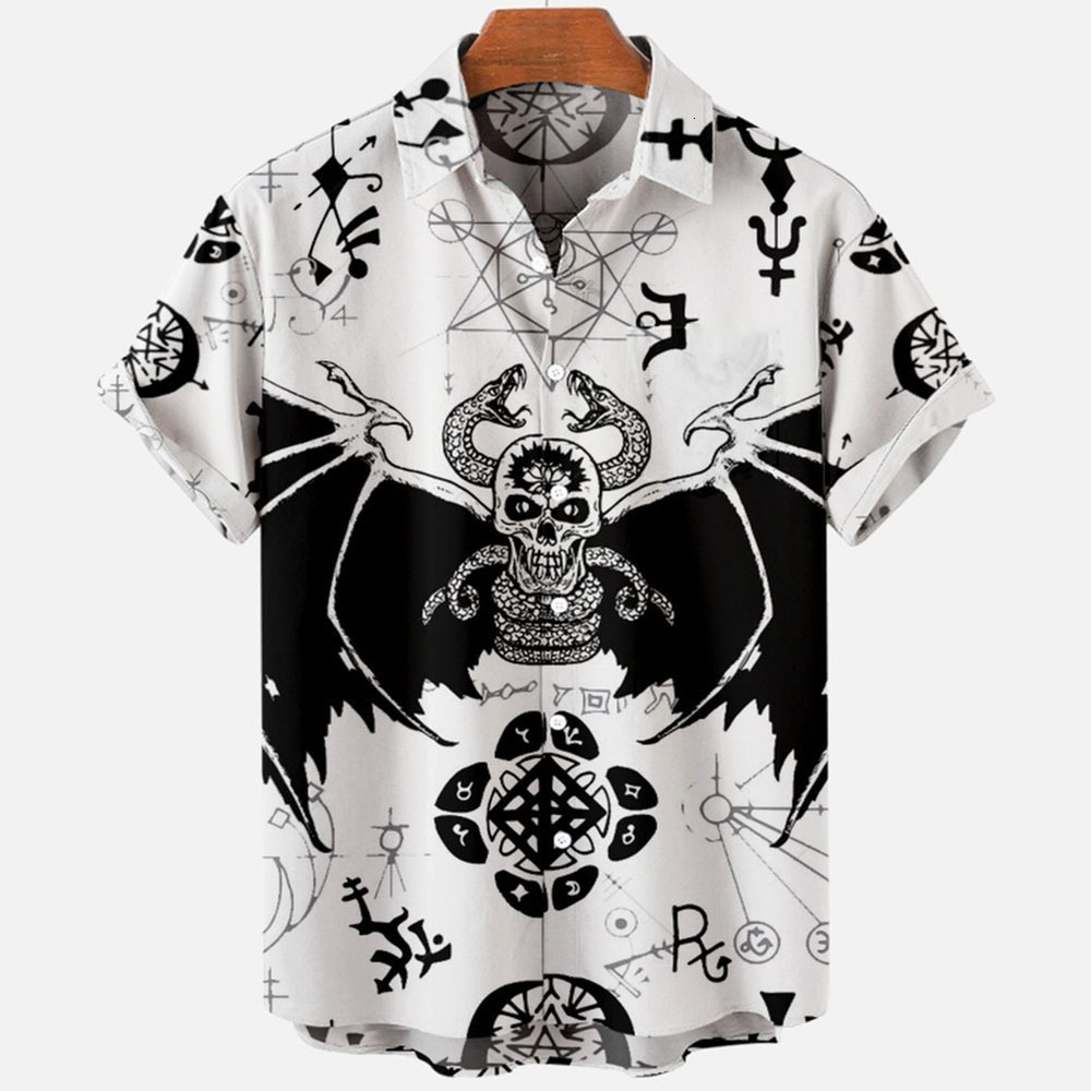 Men's Dress Shirts Devil Horror 3d Print Hawaiian Shirt Men Clothes Loose Breathable Summer Male Short Sleeve 230828