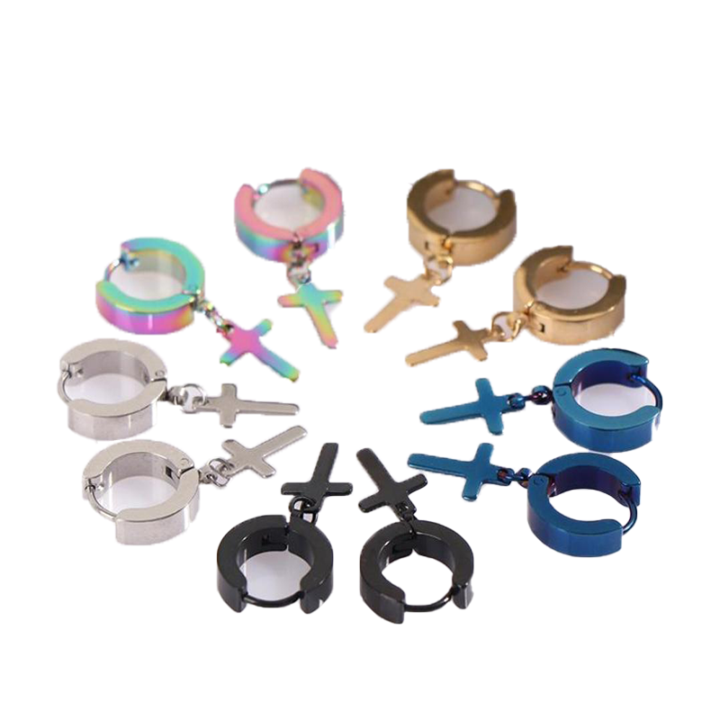 Stud Titanium Steel Black Gold Silver Color Earrings For Men Women Jewelry Multicolor 5 Colors