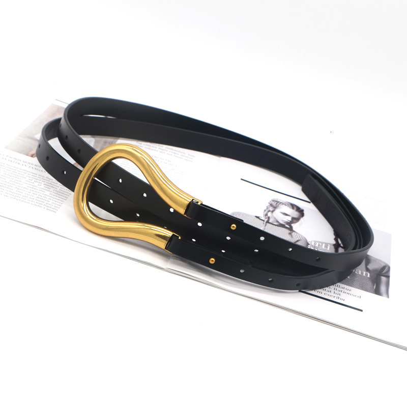 Belts Fashion leather arc metal horseshoe buckle big U belt ladies thin belt soft wear belt ladies high quality watchband 230829