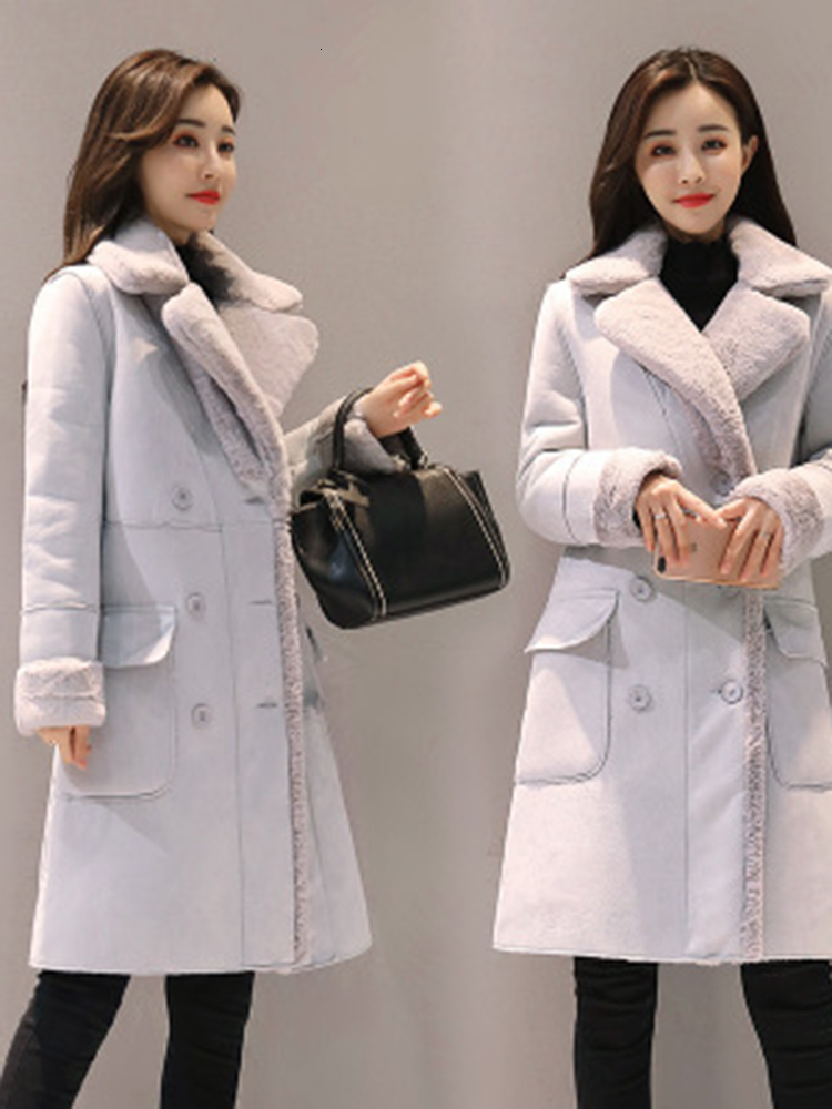 Womens Wool Blends XFPV Light Pink Lamb Fur Long Woolen Coat Korea Thickened Cashmere Sleeve Loose Fit Women Fashion Winter SM4120 230828