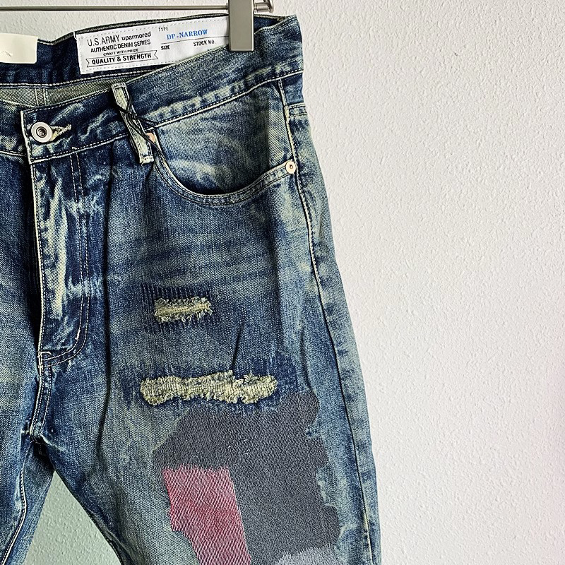 Mens Jeans Neighborhood NBHD Japanese Ragged Paint Splattered Washed Straight Leg 230829