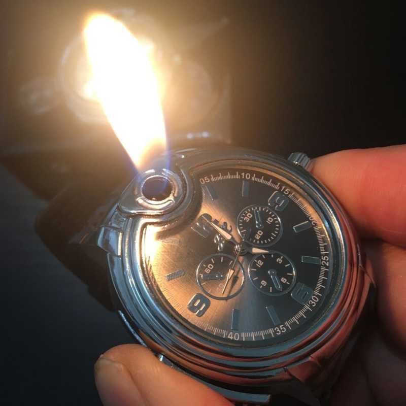 Creative Watch Style Metal Lighter Men's Sports Open Flame No Gas Inflatable Adjustable Exquisite Gift 4X7W W260202