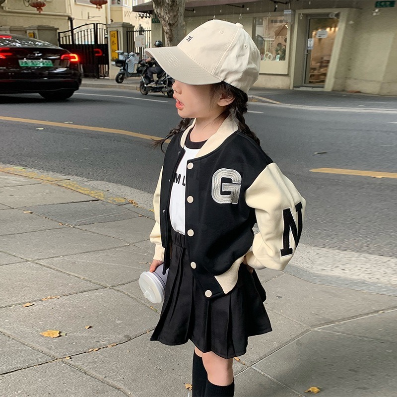 Jackets Children Clothing Kids Coat Black Baseball Uniform Girls Spring Autumn Fashionable Casual Simple Cool Kids Jacket 230829